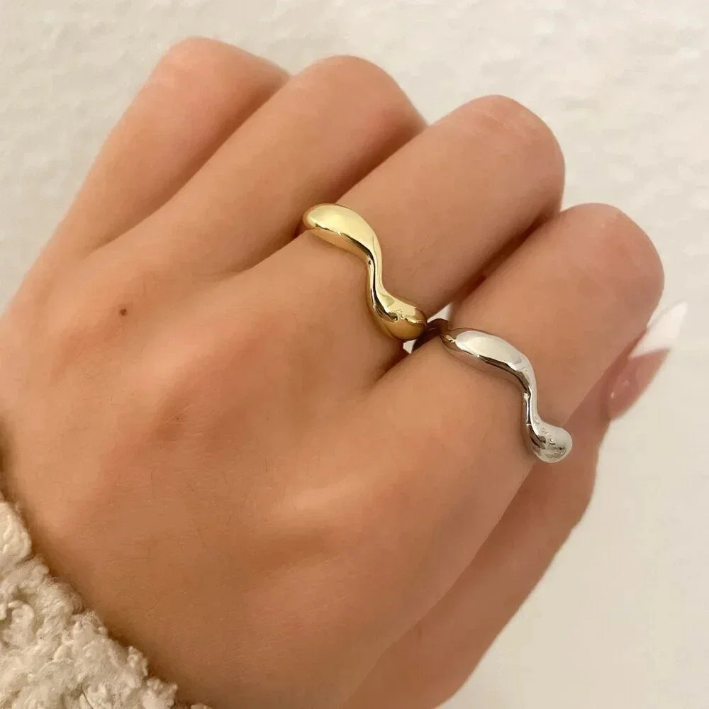 925 Sterling Silver Wave Ring Minimalist Ring Stackable Ring Dainty Ring